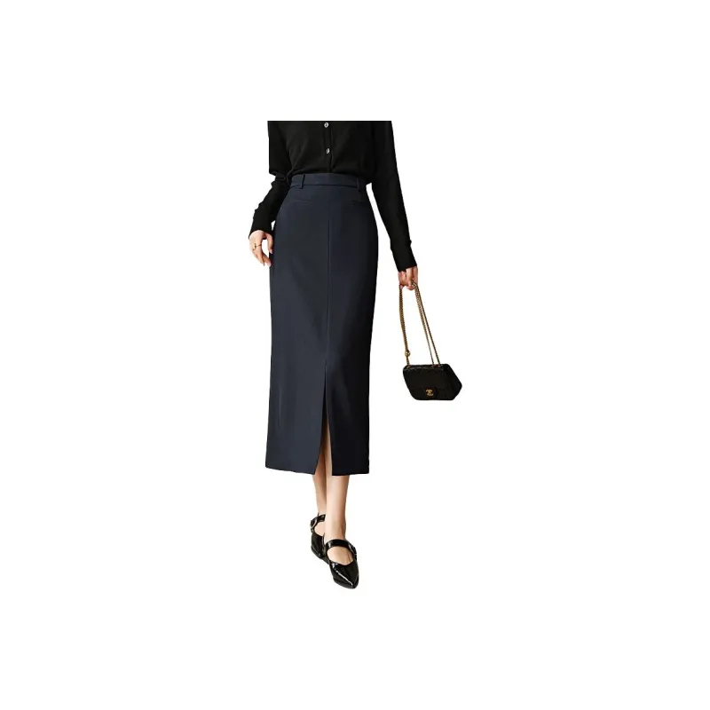 Late White Casual Long Skirts Women's-4