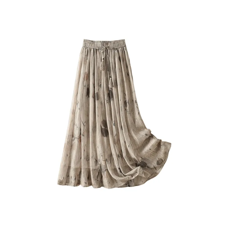 Cypress House Casual Long Skirt Women's Gray Coffee-0