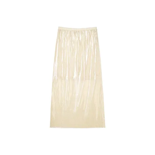 EKOOL Casual Long Skirts Women's Apricot Sequins