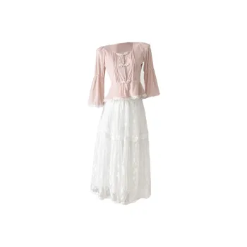 Aghr Skirt Set Women's Pink/White