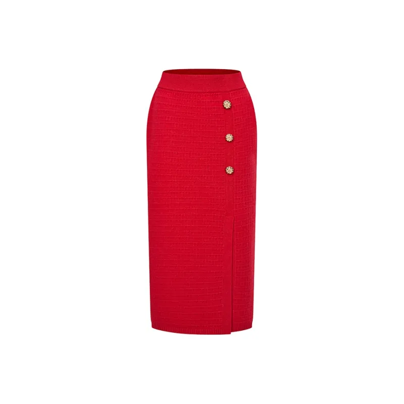 RARE CNY New Year's Collection Casual Long Skirts Women's Red-0