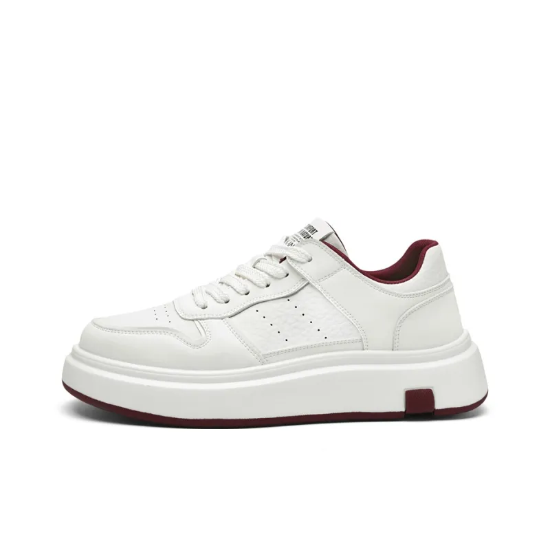 AOKANG Air Force One Series Skateboard Shoes Men Low Top White Red, White Brown-24