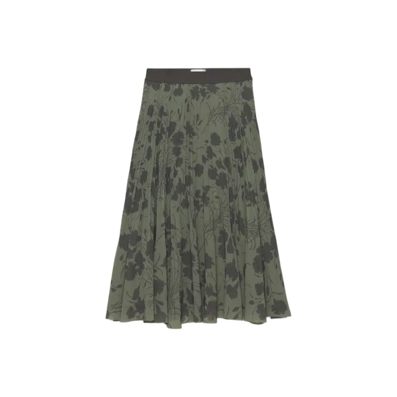 ARITZIA Wilfred New Twirl Pleated Skirt Casual Long Skirts Women's Smoky Sage Coal Gray/Smoke-Infused Sage Coal Gray-0