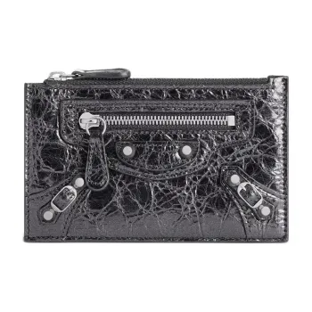 Balenciaga Le City Lambskin Coin Purse, Card Holder Women's Black