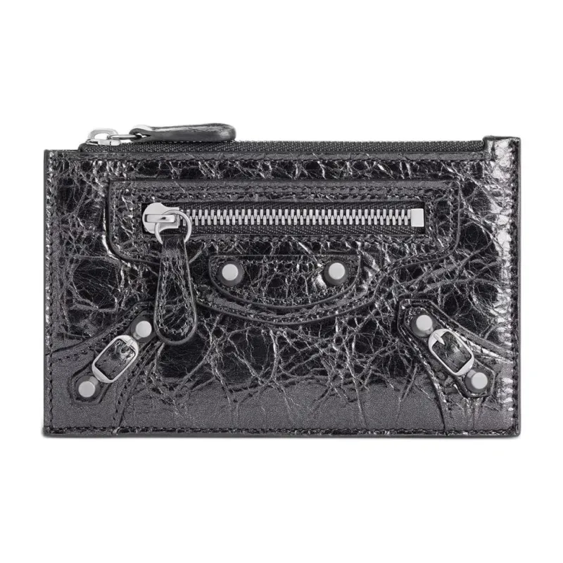 Balenciaga Le City Lambskin Coin Purse, Card Holder Women's Black-0
