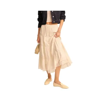 REFORMATION Maevie Skirt Casual Long Skirt Women's Cream