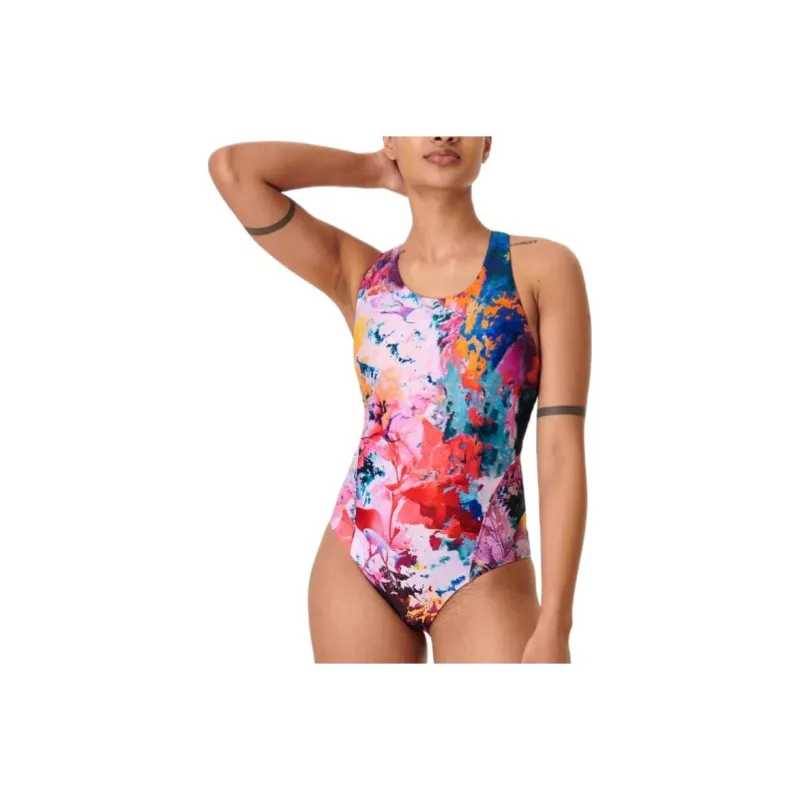 Sweaty Betty Springboard One-piece Swimsuit Women's Pink Coral Fish Print-0