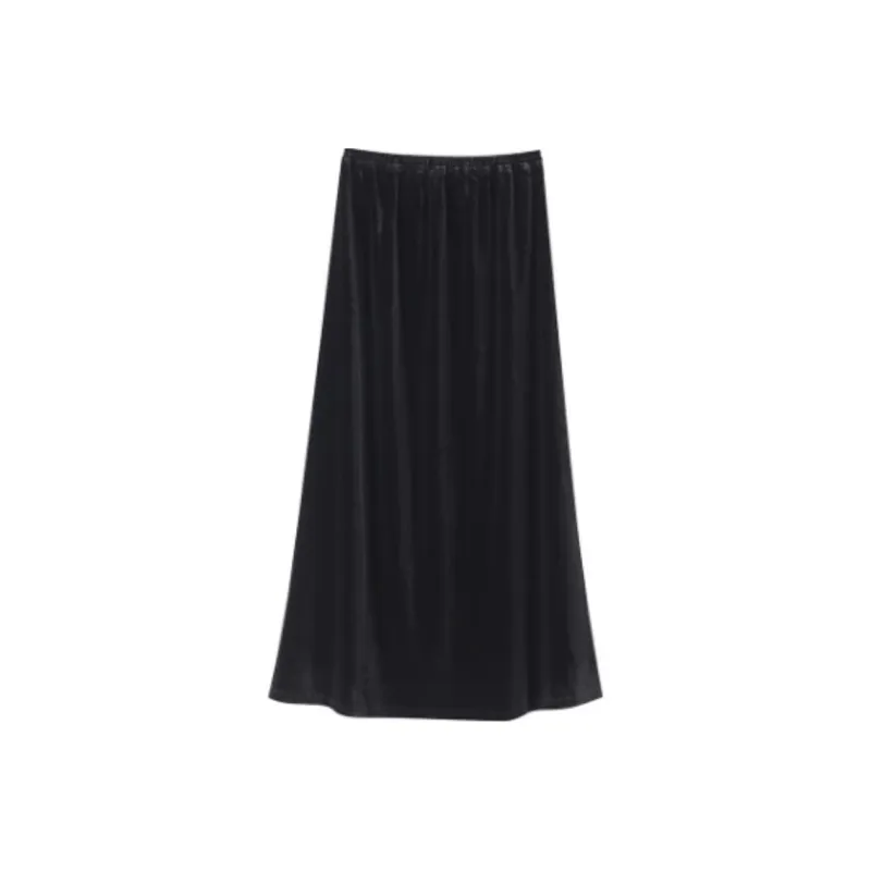 YIISENSEE Casual Long Skirts Women's Ink Black-0