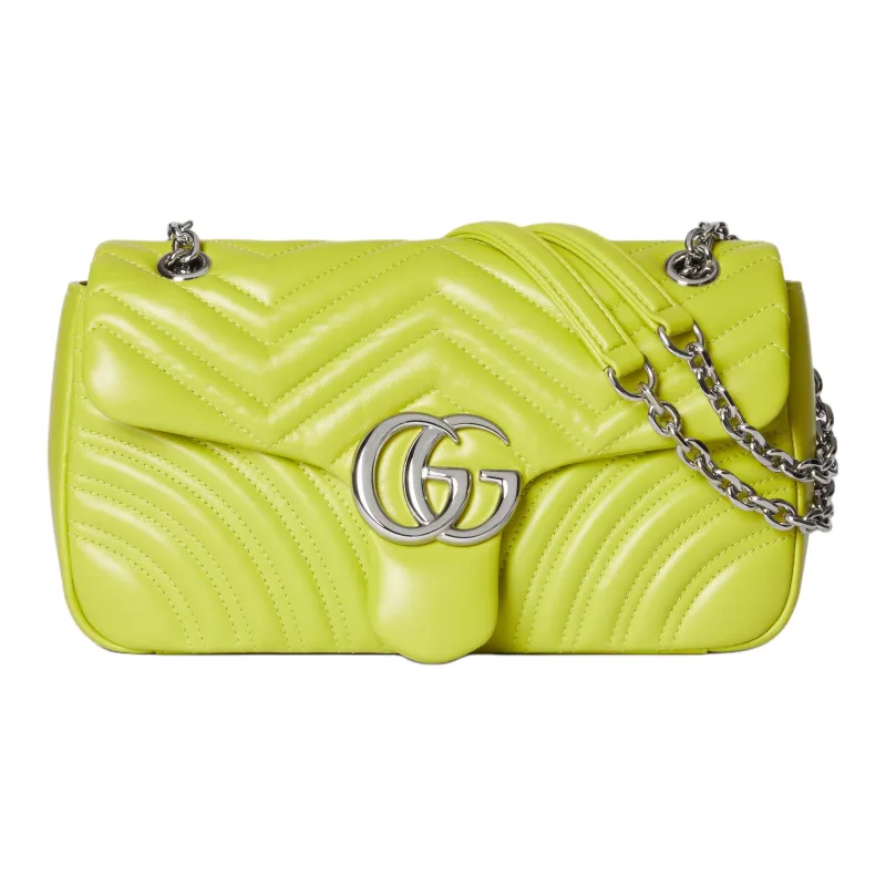 GUCCI GG Marmont Leather Shoulder Bag Medium Size Women's Bright Green-0