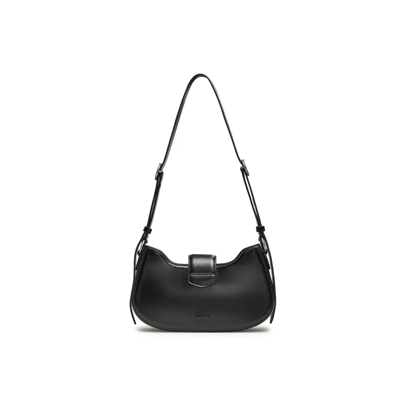 Teenmix X Disney, Collaboration Artificial Leather Shoulder Bag Medium Size Unisex Truffle Black-3
