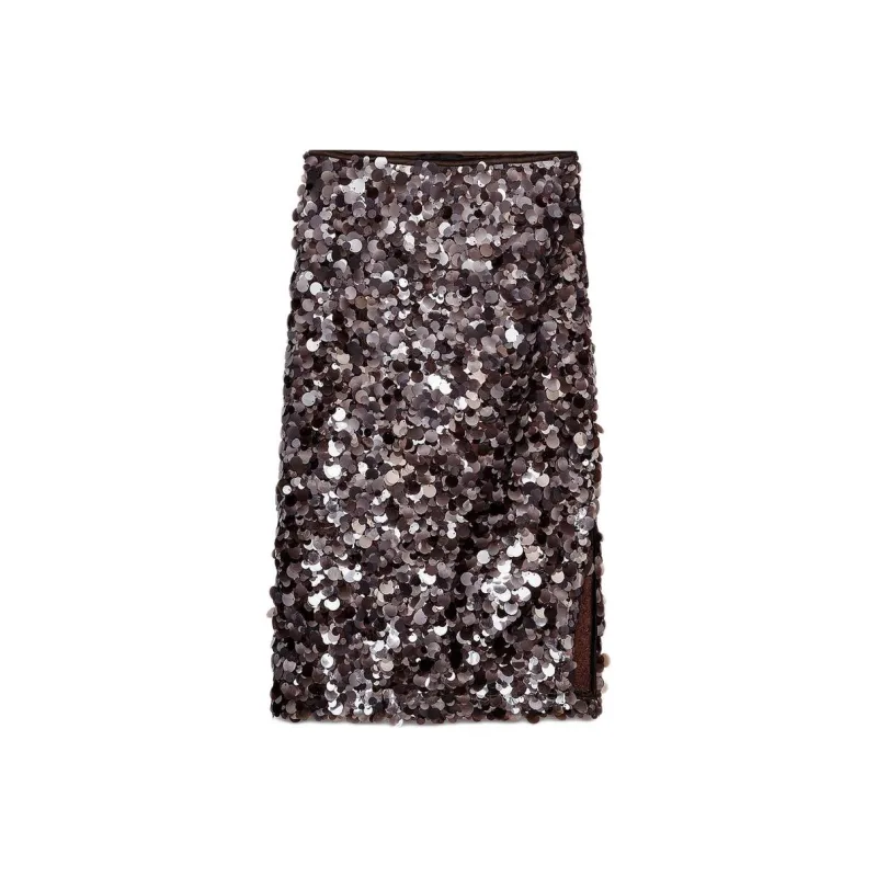 ZARA Casual Long Skirt Women's Dark Purple Red-0
