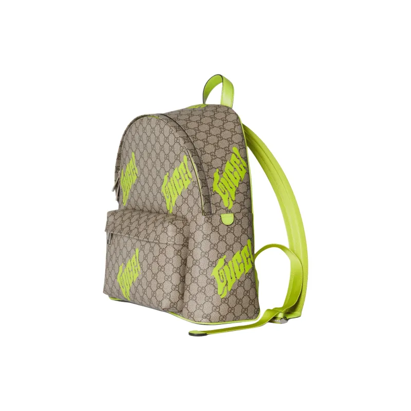 GUCCI Soft Leather Backpack Medium Size Unisex Beige & Dark Brown-1
