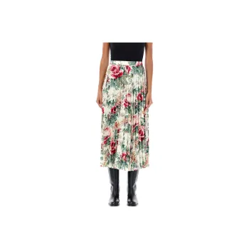 JUNYA WATANABE Flower Printed Pleated Midi Skirt