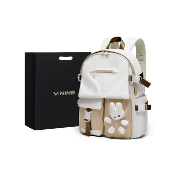 V.NINE Fabric 13.3 Inch Laptop Backpack For Women's, Stylish And Durable Backpack Tubas Women's Beige Apricot