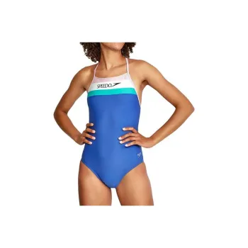 Speedo Women's Vintage Splice One Back One Piece Purple One piece Swimsuit Women's
