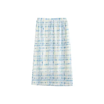 Initial Language Casual Long Skirt Women's Mint Blue