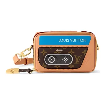 LOUIS VUITTON Cow Leather With Coated Canvas Wallet, Crossbody Bag, Shoulder Bag Men's Brown