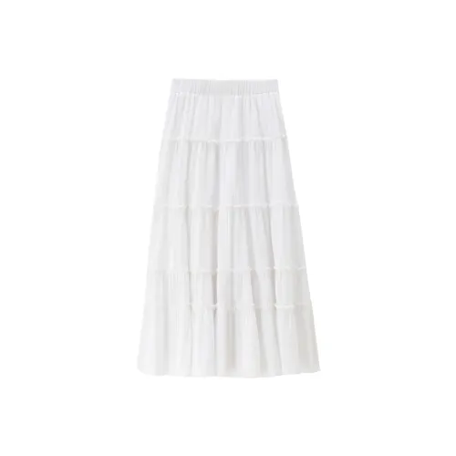 UNIQLO Belted Maxi Skirt Women's Radiant White