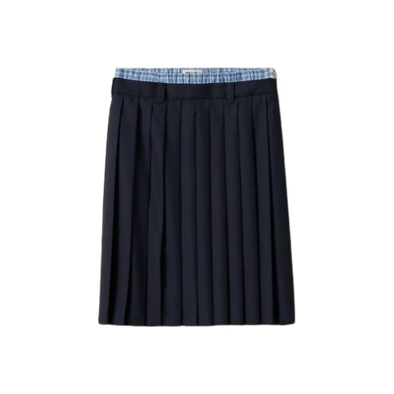 MIU MIU SS25 Casual Long Skirt Women's Marine Blue-0