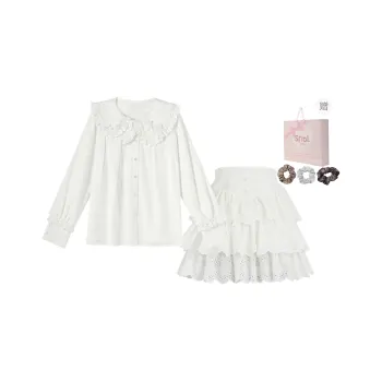 SNBL Two Piece Skirt Sets Women's White