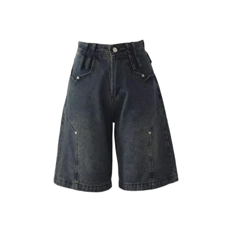 Kazakhstan Denim Shorts Women's Vintage Blue-0