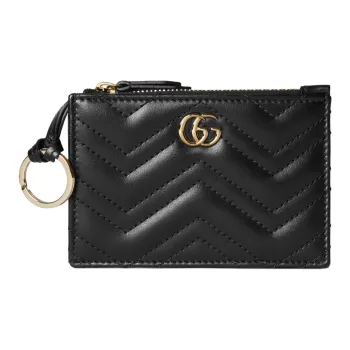 GUCCI GG Marmont Leather Key Pouch Women's Black