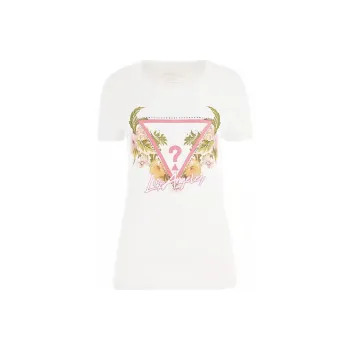 GUESS Triangle Logo T Shirt T Shirt Women's White