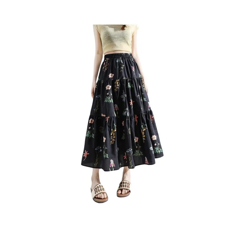 Flowers In Water Casual Long Skirt Women's-0