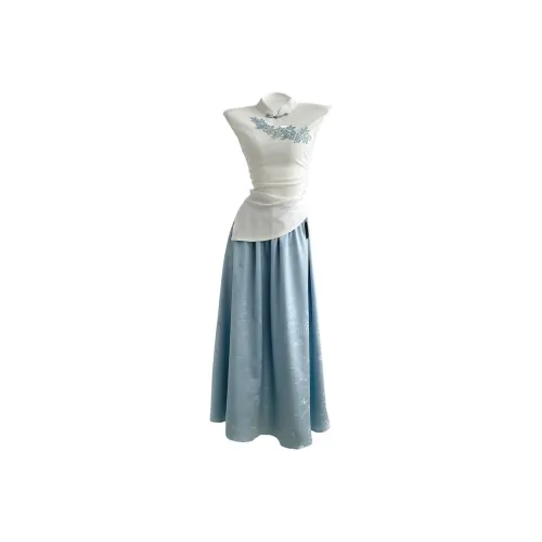 Icicofficial Skirt Set Women's Gray Green