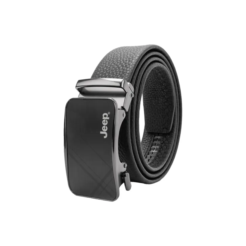 Jeep Cow Leather Belts Men's Black/Litchi Grain Black 3.5CM-4