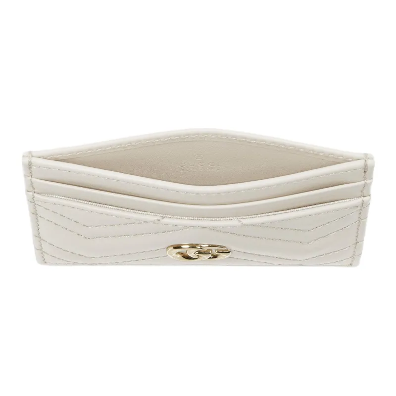 GUCCI GG Marmont Leather Card Holder Women's White-3