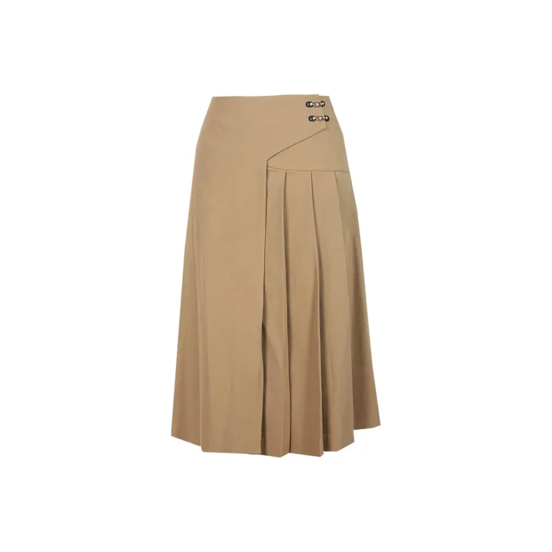 E.BECKY Casual Long Skirts Women's Camel-0