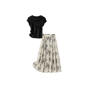 Cypress House Skirt Set Women's Black+Beige Ink Wash
