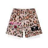 Mock Two-Piece Brown Leopard Print with Rose and Thorns