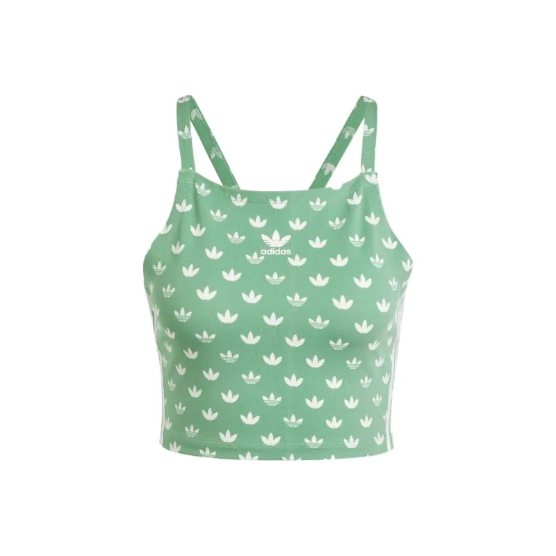 Adidas MONO 3S CROP Sport Vests Women's Green-0