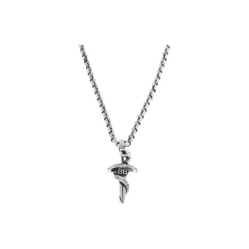 Balenciaga Brass, Rhinestone, Glass Necklaces Women's Silver