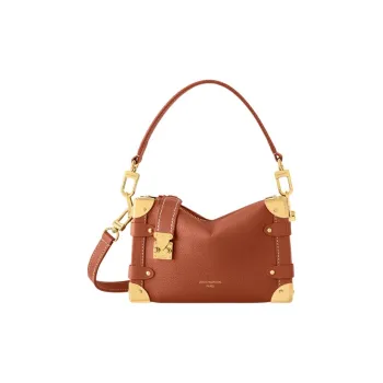 LOUIS VUITTON SIDE TRUNK Cow Leather Shoulder Bag, Crossbody Bag, Handbag Small Size Women's Cognac Brown