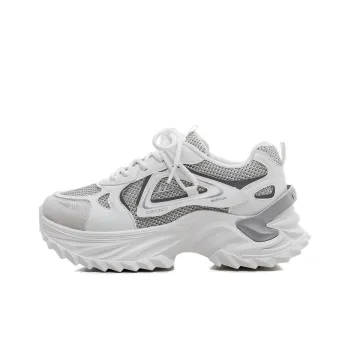 Warrior Anti Slip And Wear Resistant Height Increasing Low Top Chunky Sneakers Women's White Black Gray