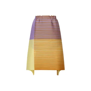 PLEATS PLEASE ISSEY MIYAKE SS25 Casual Long Skirt Women's Purple Yellow