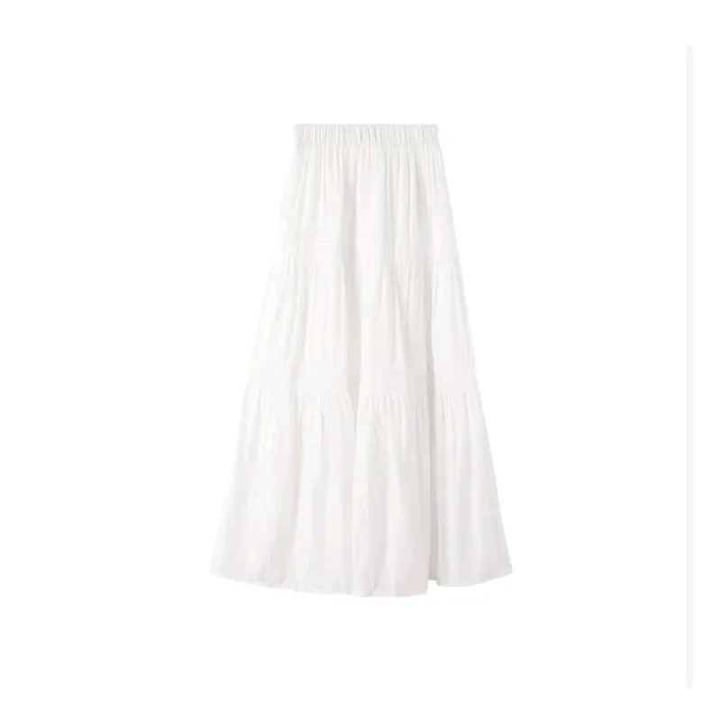 ETSE Casual Long Skirts Women's White-0