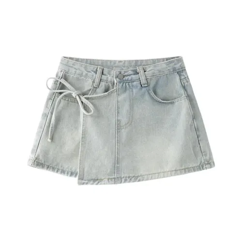 XUANSHU Denim Shorts Women's Light Blue