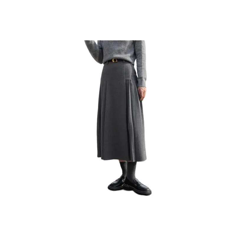 3COLOUR Casual Long Skirt Women's Elephant Gray-0
