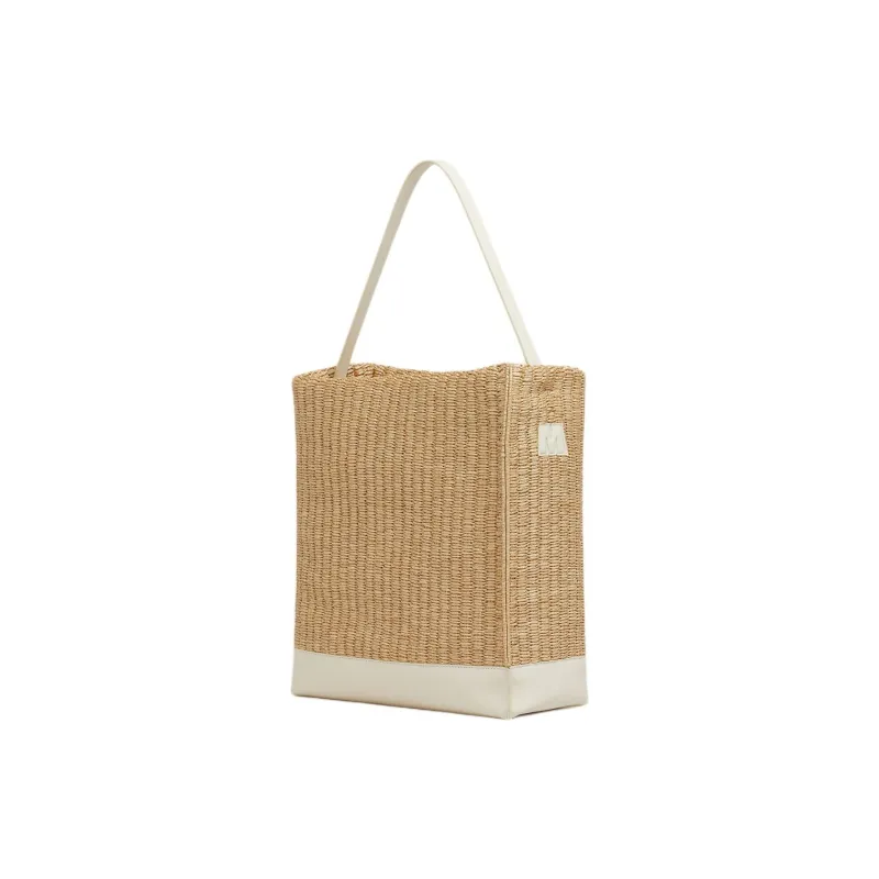 MARNI Museo Fabric With Cow Leather Handbag Medium Size Women's Natural-2