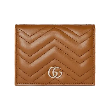 GUCCI GG Marmont Leather Wallet Mini Women's Brown