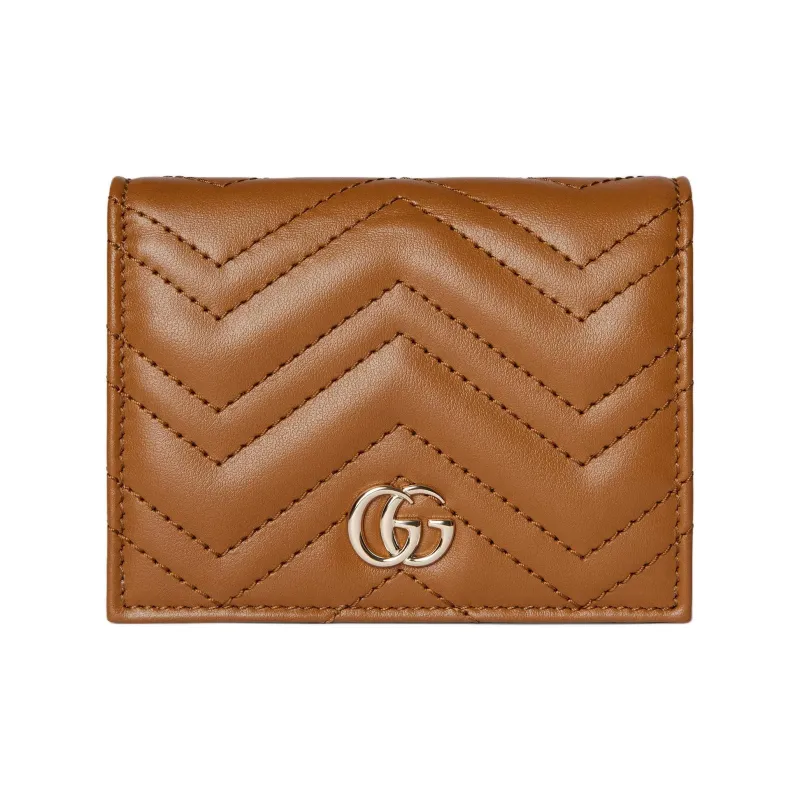 GUCCI GG Marmont Leather Wallet Mini Women's Brown-0