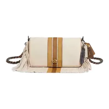 COACH Dinky Sheepskin Fleece Leather Shoulder Bag Medium Size Women's White