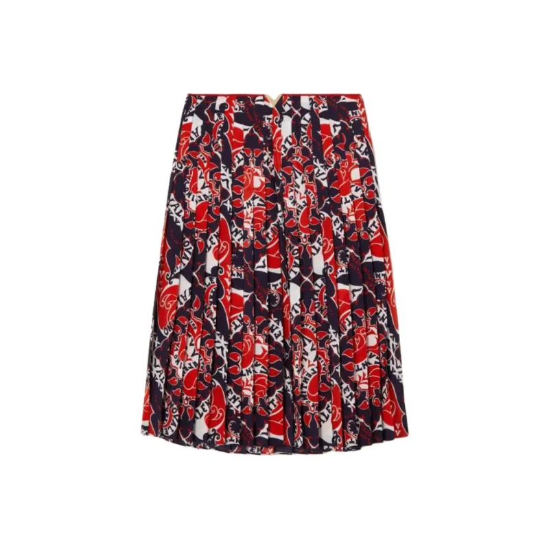 Valentino Casual Long Skirts Women's Red Black-0