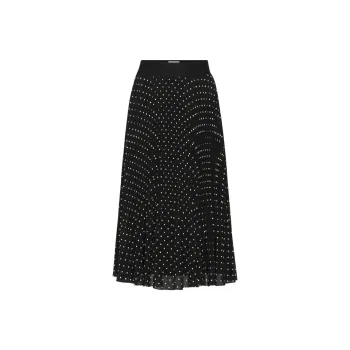 ARITZIA Wilfred New Twirl Pleated Skirt Casual Long Skirts Women's Black Light Birch/Black Light Birch Wood Color