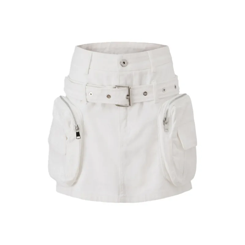 ZAVK Cargo Short Skirts Women's White-0