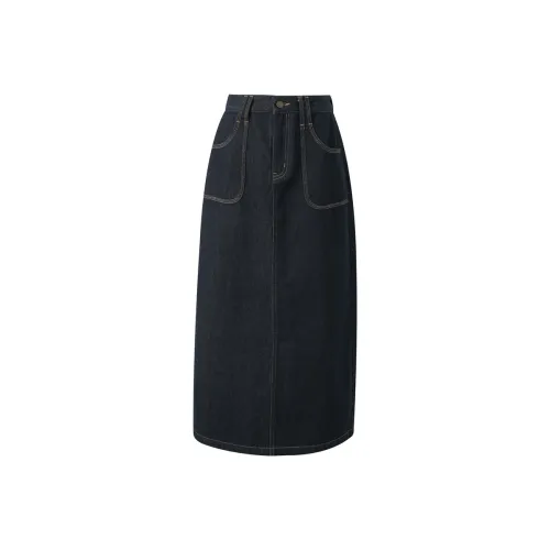 3COLOUR Casual Long Skirt Women's Deep Sea Blue